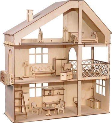 Кукольный дом ХэппиДом "Гранд коттедж с верандой и мебелью"