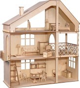 Кукольный дом ХэппиДом "Гранд коттедж с верандой и мебелью", Белый