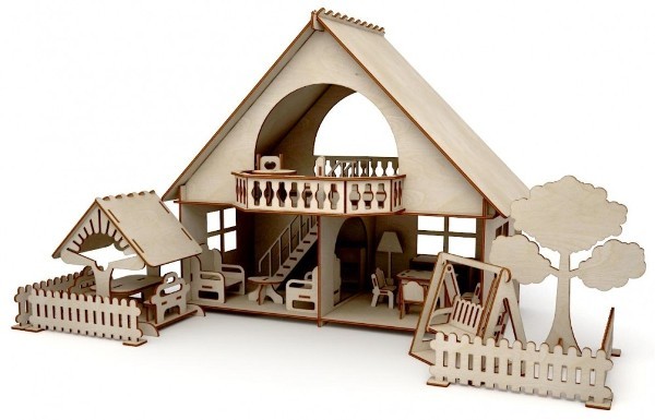Конструктор-кукольный домик ХэппиДом "Летний дом с беседкой и качелями"