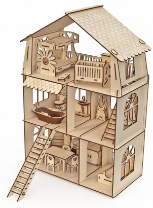 Конструктор-кукольный домик ХэппиДом "Коттедж с мебелью Premium"