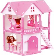 Кукольный дом с мебелью Krasatoys Коттедж «Светлана», Бело-розовый