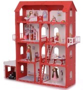 Кукольный дом с мебелью Krasatoys Коттедж «Александра», Бело-красный